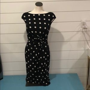Vintg Ralph Lauren blck&white dot sleevelessdress